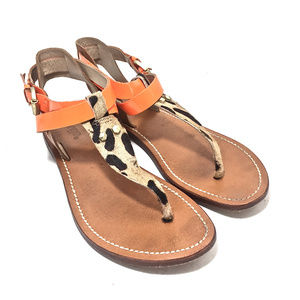 🐆 Urge Orange Patent and Leopard Sandals Sz 39 🐆